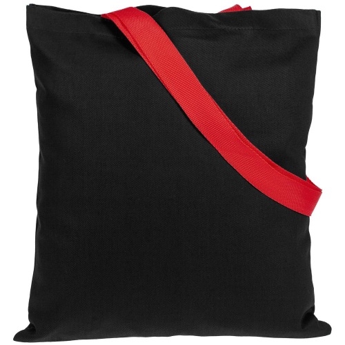 Холщовая сумка BrighTone, черная с красными ручками фото 2