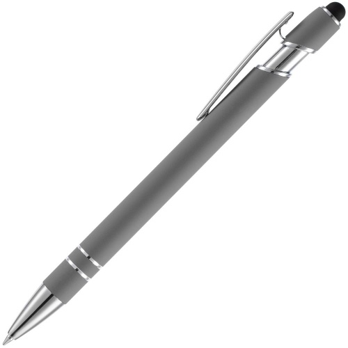 Ручка шариковая Pointer Soft Touch со стилусом, серая фото 2
