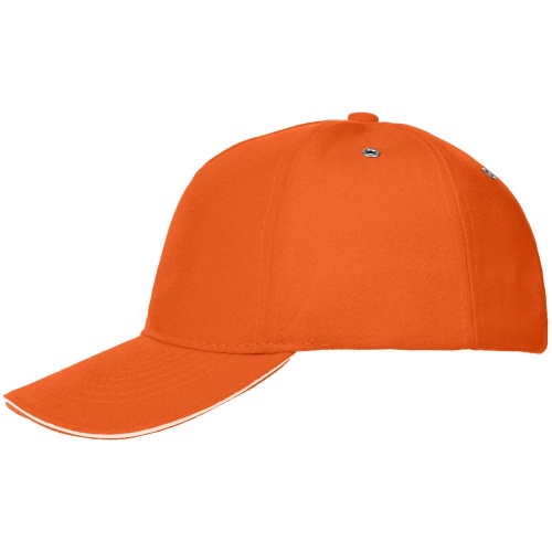 Бейсболка Classic, оранжевая с белым кантом фото 2