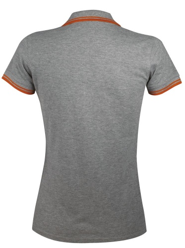 Рубашка поло женская Pasadena Women 200 с контрастной отделкой, серый меланж c оранжевым фото 2