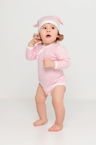 Боди детское Baby Prime, розовое с молочно-белым фото 5