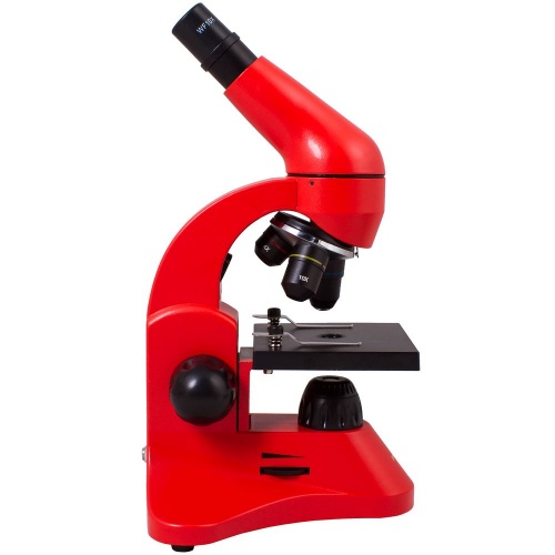 Монокулярный микроскоп Rainbow 50L с набором для опытов, красный фото 3