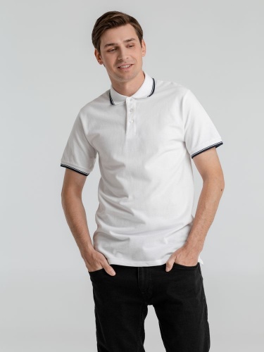 Рубашка поло мужская с контрастной отделкой Practice 270, белый/темно-синий фото 4