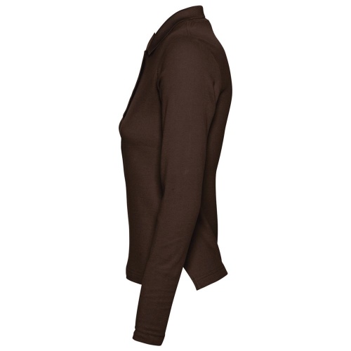 Рубашка поло женская с длинным рукавом Podium 210 шоколадно-коричневая фото 3