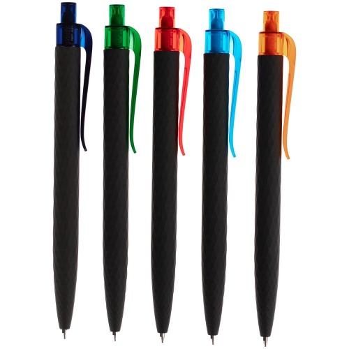 Ручка шариковая Prodir QS01 PRT-P Soft Touch, черная с голубым фото 7