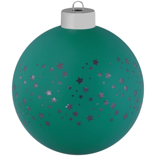 Елочный шар Stars с лентой, 10 см, зеленый фото 2
