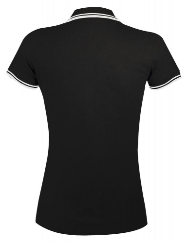 Рубашка поло женская Pasadena Women 200 с контрастной отделкой, черная с белым фото 2