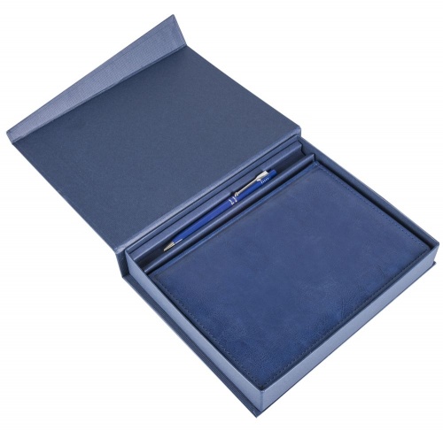 Коробка Duo под ежедневник и ручку, синяя фото 4