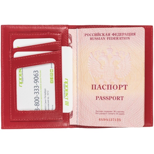Обложка для паспорта Torretta, красная фото 5