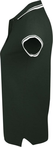 Рубашка поло женская Pasadena Women 200 с контрастной отделкой, зеленая с белым фото 3