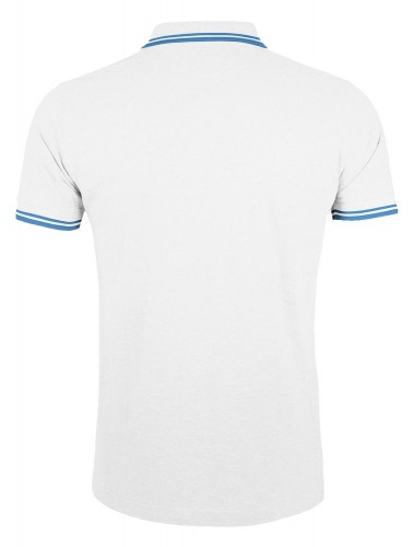 Рубашка поло мужская Pasadena Men 200 с контрастной отделкой, белая с голубым фото 2