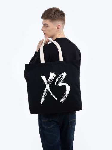 Холщовая сумка «ХЗ» с внутренним карманом, черная с белым фото 4