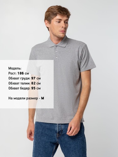 Рубашка поло мужская Spring 210, серый меланж фото 4