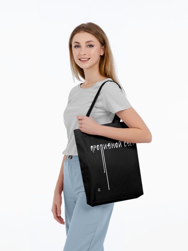 Холщовая сумка «Проливной свет» со светящимся принтом, черная фото 3