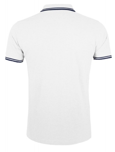 Рубашка поло мужская Pasadena Men 200 с контрастной отделкой, белая с синим фото 2