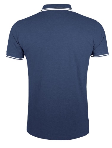 Рубашка поло мужская Pasadena Men 200 с контрастной отделкой, темно-синяя с белым фото 2