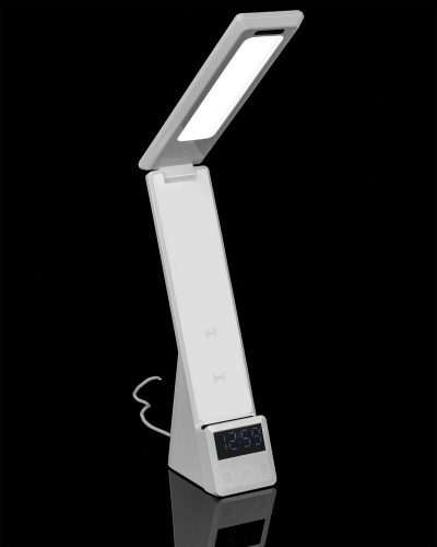 Лампа с беспроводной зарядкой смартфона и часов Powerack, белая фото 17