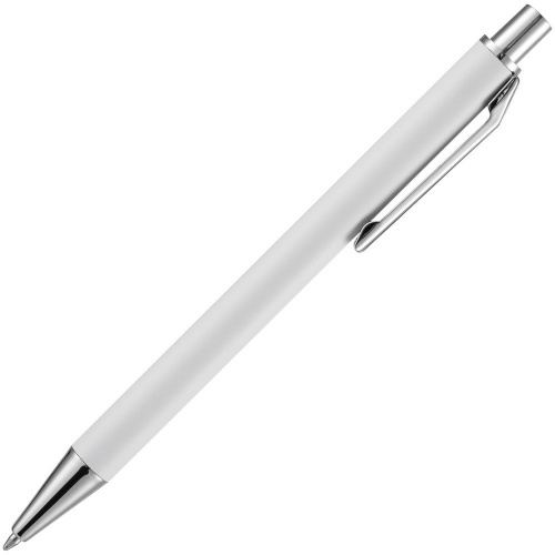 Ручка шариковая Lobby Soft Touch Chrome, белая фото 3