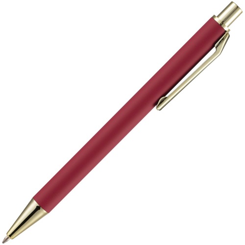 Ручка шариковая Lobby Soft Touch Gold, красная фото 3