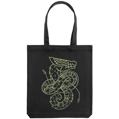 Холщовая сумка «Полинезийский дракон», черная фото 3
