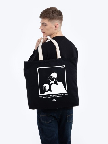 Холщовая сумка «Леон» с внутренним карманом, черная фото 4