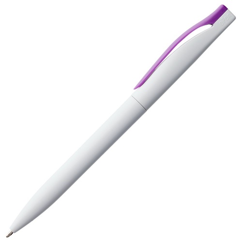 Ручка шариковая Pin, белая с фиолетовым фото 2
