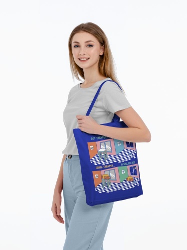 Холщовая сумка «Вот табурет», ярко-синяя фото 4