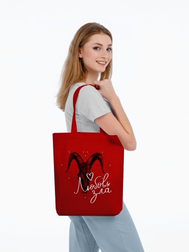 Холщовая сумка «Любовь зла», красная фото 3