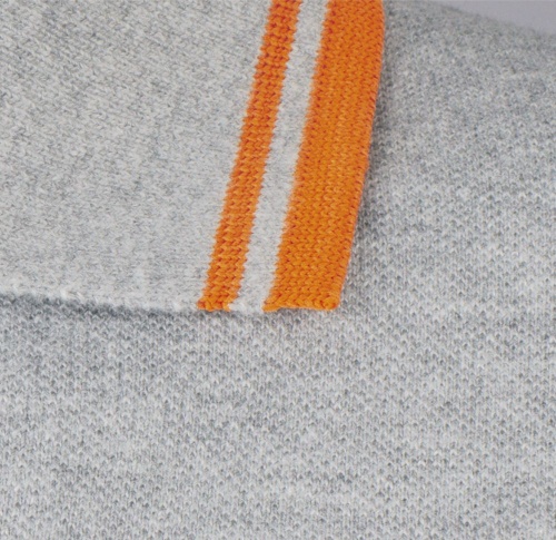 Рубашка поло мужская Pasadena Men 200 с контрастной отделкой, серый меланж c оранжевым фото 4