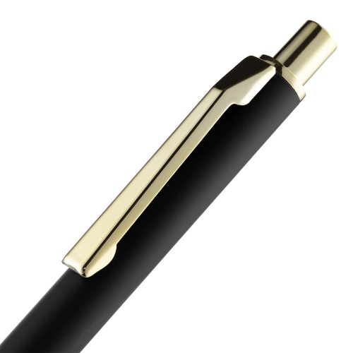 Ручка шариковая Lobby Soft Touch Gold, черная фото 5