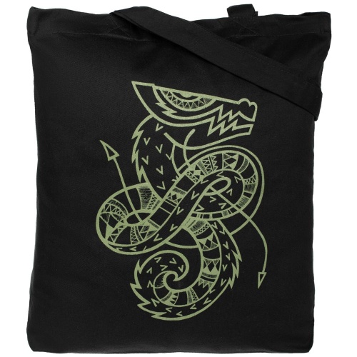 Холщовая сумка «Полинезийский дракон», черная фото 2