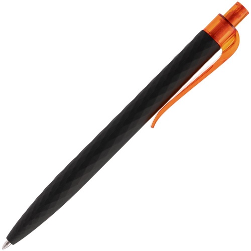 Ручка шариковая Prodir QS01 PRT-P Soft Touch, черная с оранжевым фото 2
