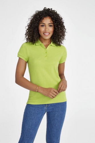 Рубашка поло женская People 210, зеленое яблоко фото 4