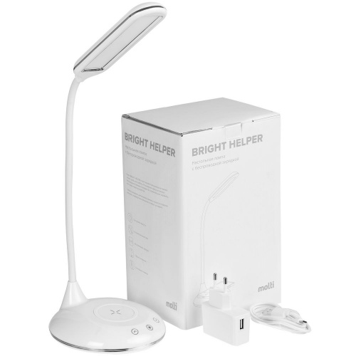 Лампа с беспроводной зарядкой Bright Helper, белая фото 9