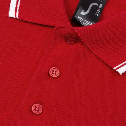 Рубашка поло мужская с контрастной отделкой Practice 270, красный/белый фото 3