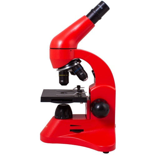 Монокулярный микроскоп Rainbow 50L с набором для опытов, красный фото 2