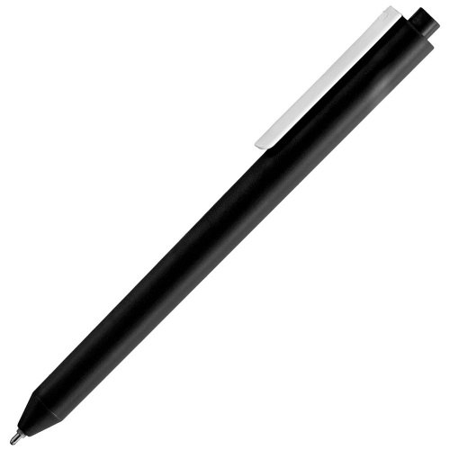 Ручка шариковая Pigra P03 Mat, черная с белым фото 3