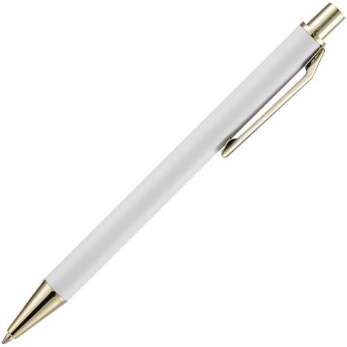 Ручка шариковая Lobby Soft Touch Gold, белая фото 3