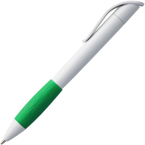 Ручка шариковая Grip, белая с зеленым фото 2