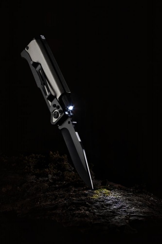 Нож складной с фонариком и огнивом Ster, серый фото 9