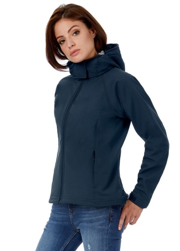 Куртка женская Hooded Softshell темно-синяя фото 8
