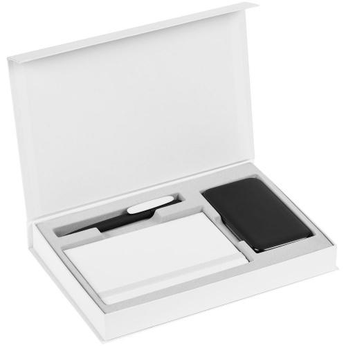 Коробка Silk с ложементом под ежедневник 10x16 см, аккумулятор и ручку, белая фото 3