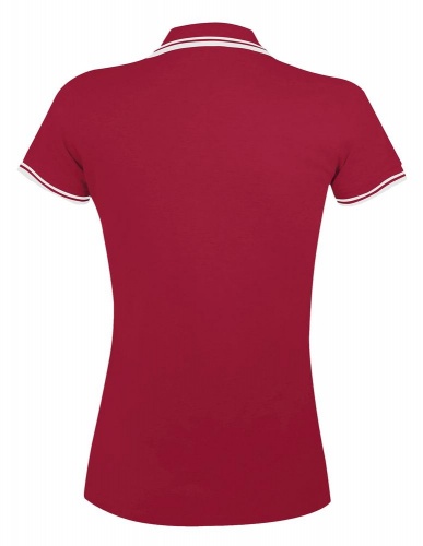 Рубашка поло женская Pasadena Women 200 с контрастной отделкой, красная с белым фото 2