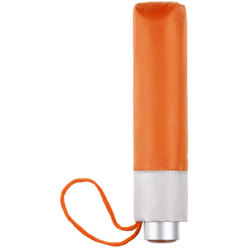 Зонт складной Silverlake, оранжевый с серебристым фото 3