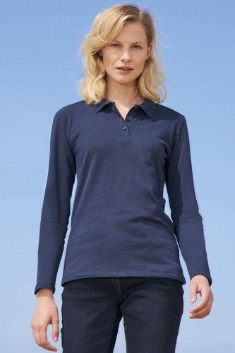 Рубашка поло женская с длинным рукавом Perfect LSL Women, темно-синяя фото 4