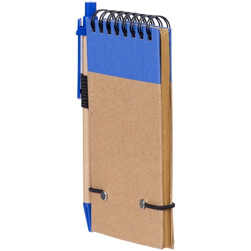 Блокнот на кольцах Eco Note с ручкой, синий фото 3