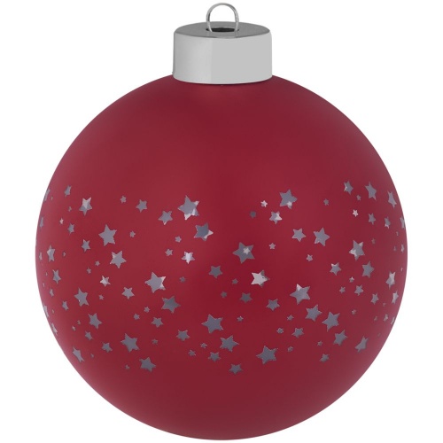 Елочный шар Stars с лентой, 10 см, красный фото 2