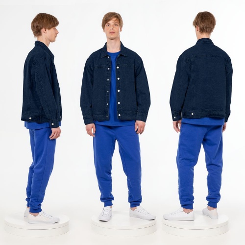 Куртка джинсовая O1, темно-синяя фото 5