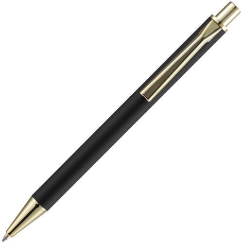 Ручка шариковая Lobby Soft Touch Gold, черная фото 4