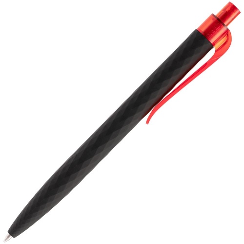 Ручка шариковая Prodir QS01 PRT-P Soft Touch, черная с красным фото 3